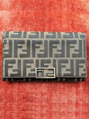 FENDI Zucca Large Clutch Wallet Tobacco Black